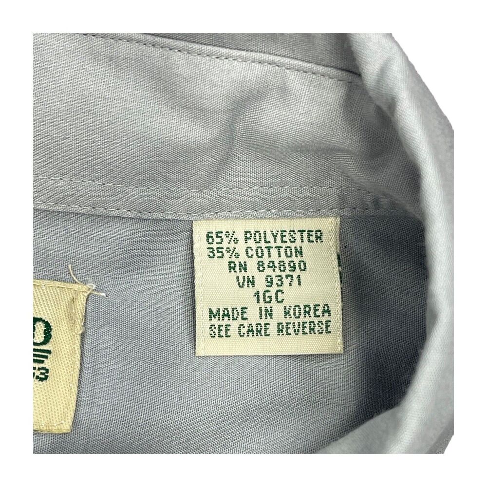 Haband Point Collar Pocket Gray Dress Shirt Long Sleeves Men’s Size 17.5 34/35 - Picture 7 of 8